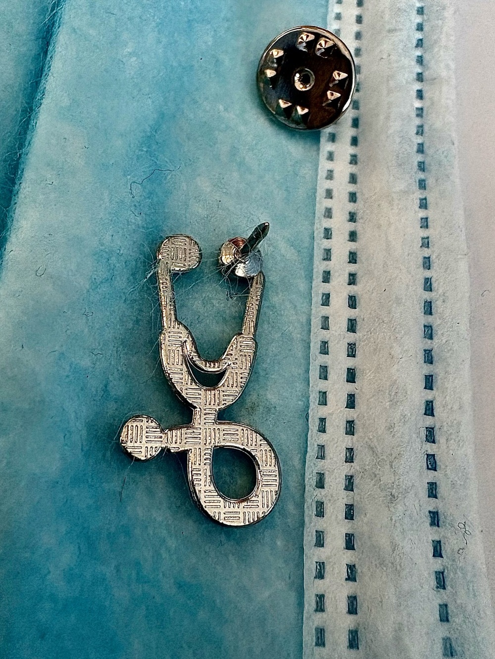 STETHOSCOPE | Medical Professionals Lapel Pin Brooch | Silver Toned and White - Picture 3 of 7
